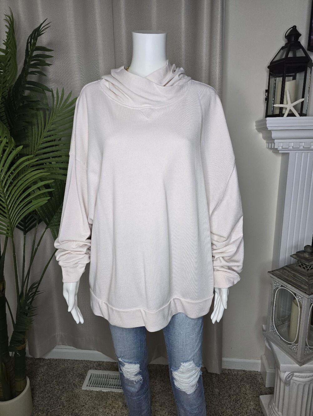 FABLETICS Brisa Terry Pullover Hoodie, Pink XL
